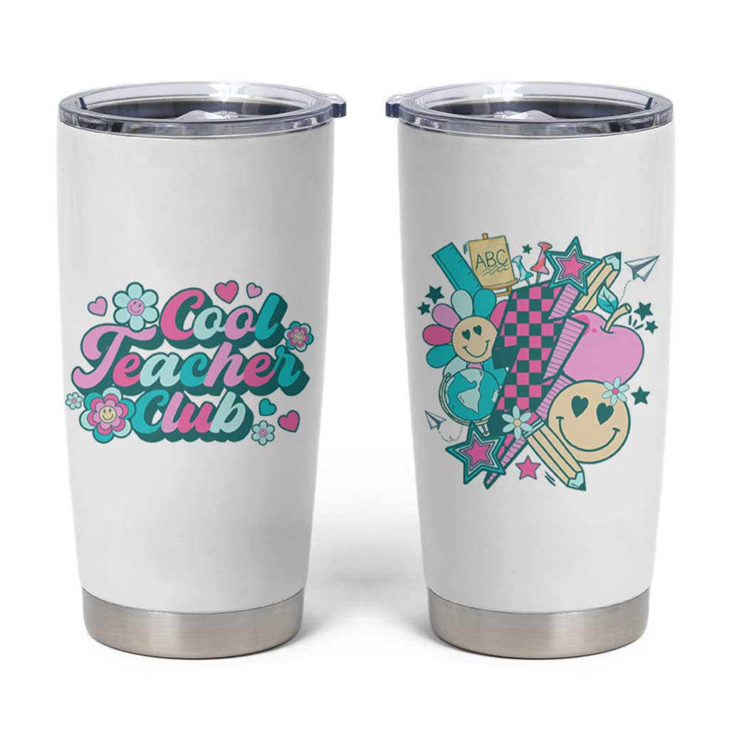 Cool Teacher Club Retro Groovy Tumbler Cup - Wonder Print Shop