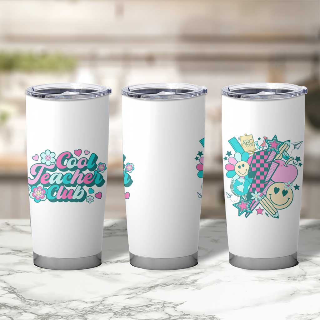Cool Teacher Club Retro Groovy Tumbler Cup - Wonder Print Shop