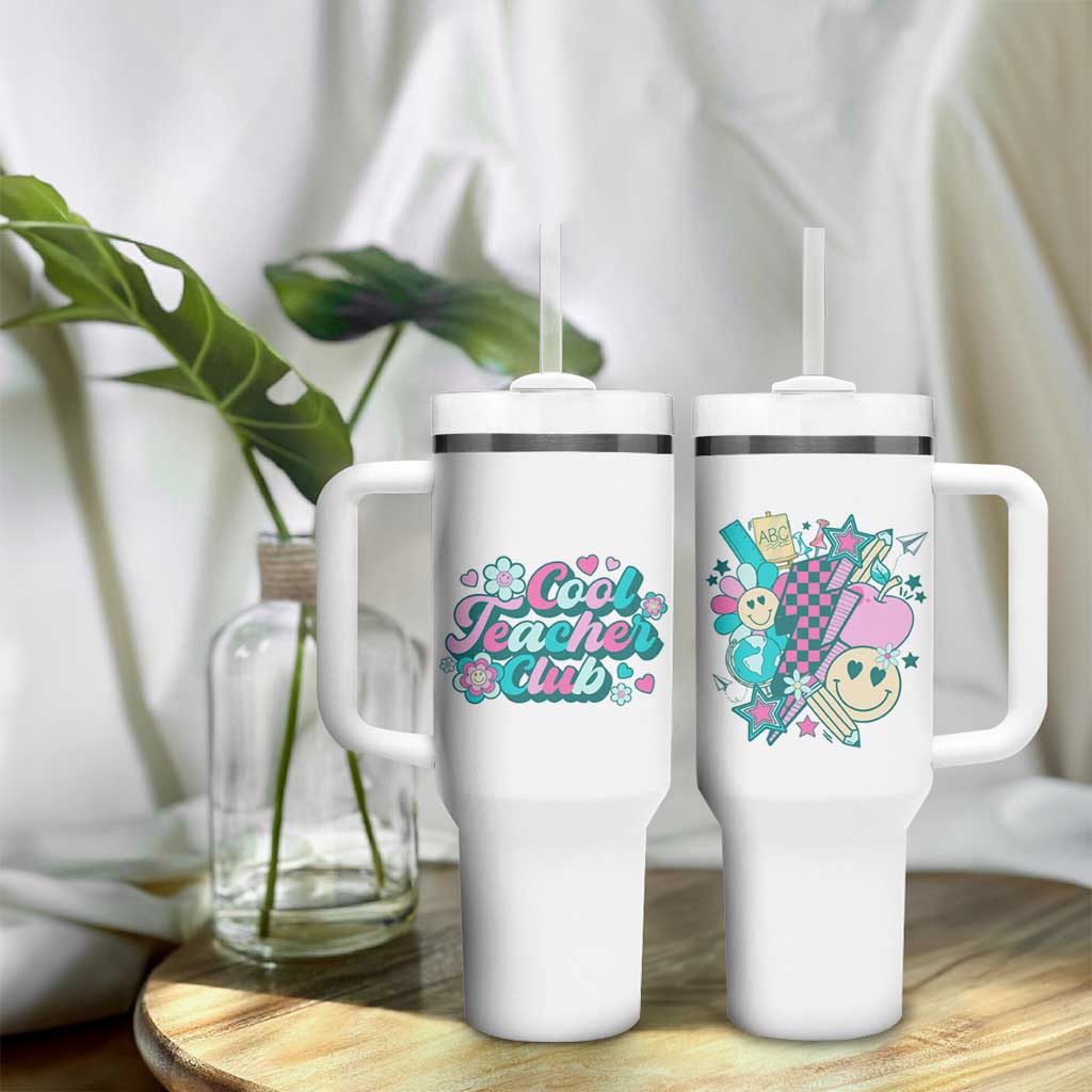 Cool Teacher Club Retro Groovy Tumbler With Handle - Wonder Print Shop