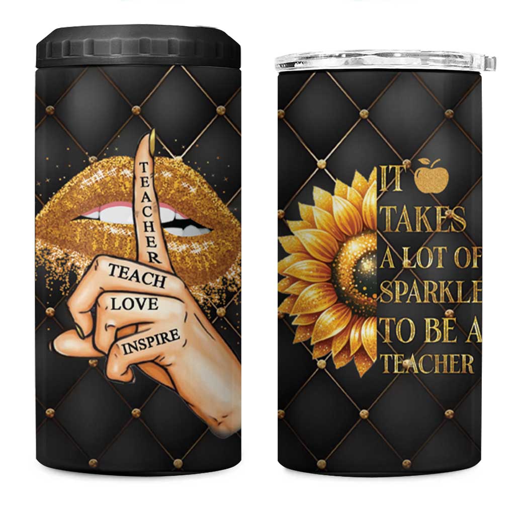 Teacher 4 in 1 Can Cooler Tumbler It Takes A Lot Of Sparkle To Be A Teacher - Wonder Print Shop
