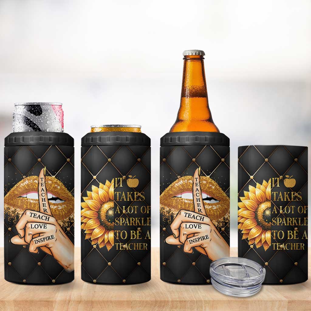 Teacher 4 in 1 Can Cooler Tumbler It Takes A Lot Of Sparkle To Be A Teacher - Wonder Print Shop