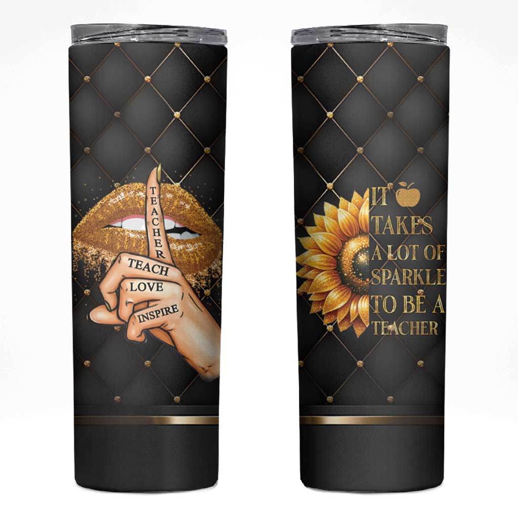 Teacher Skinny Tumbler It Takes A Lot Of Sparkle To Be A Teacher - Wonder Print Shop