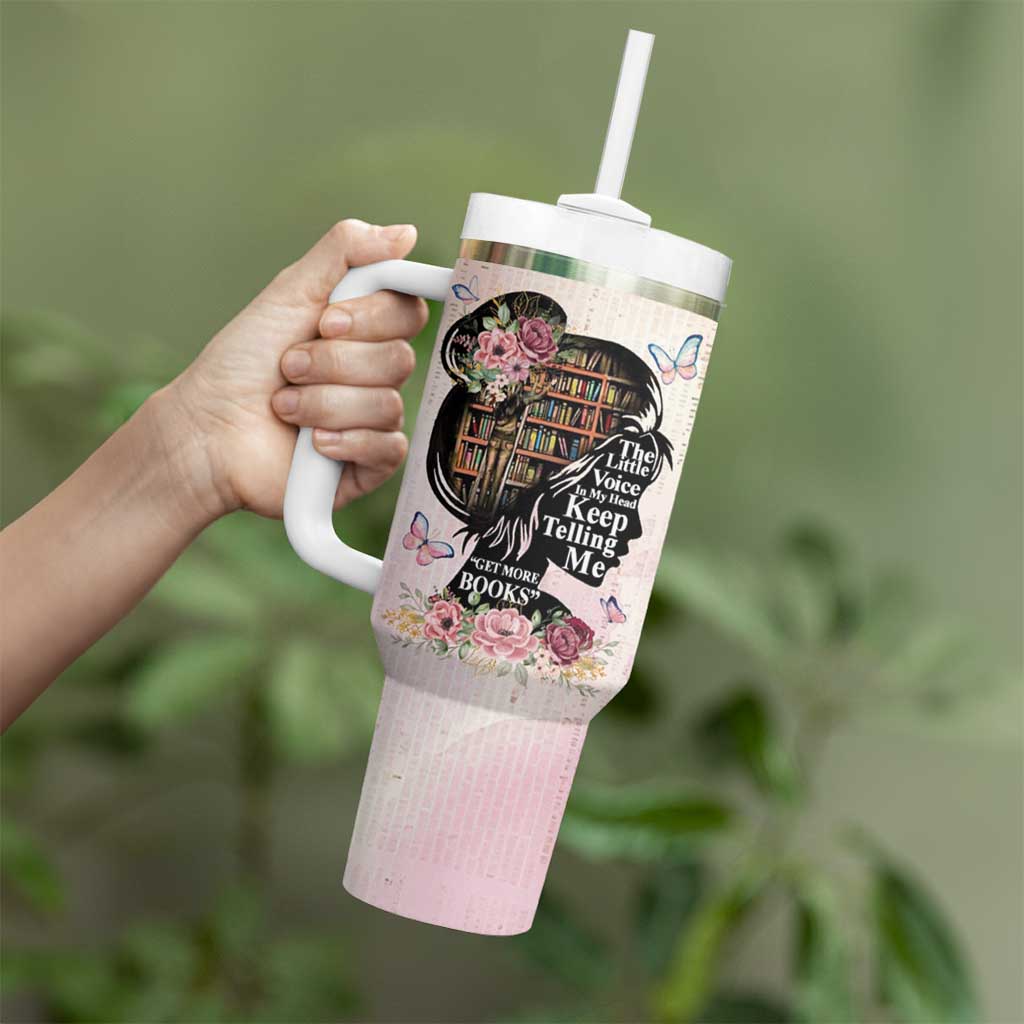 Book Lover Tumbler With Handle The Little Voices In My Head Keep Telling Me Get More Books - Wonder Print Shop