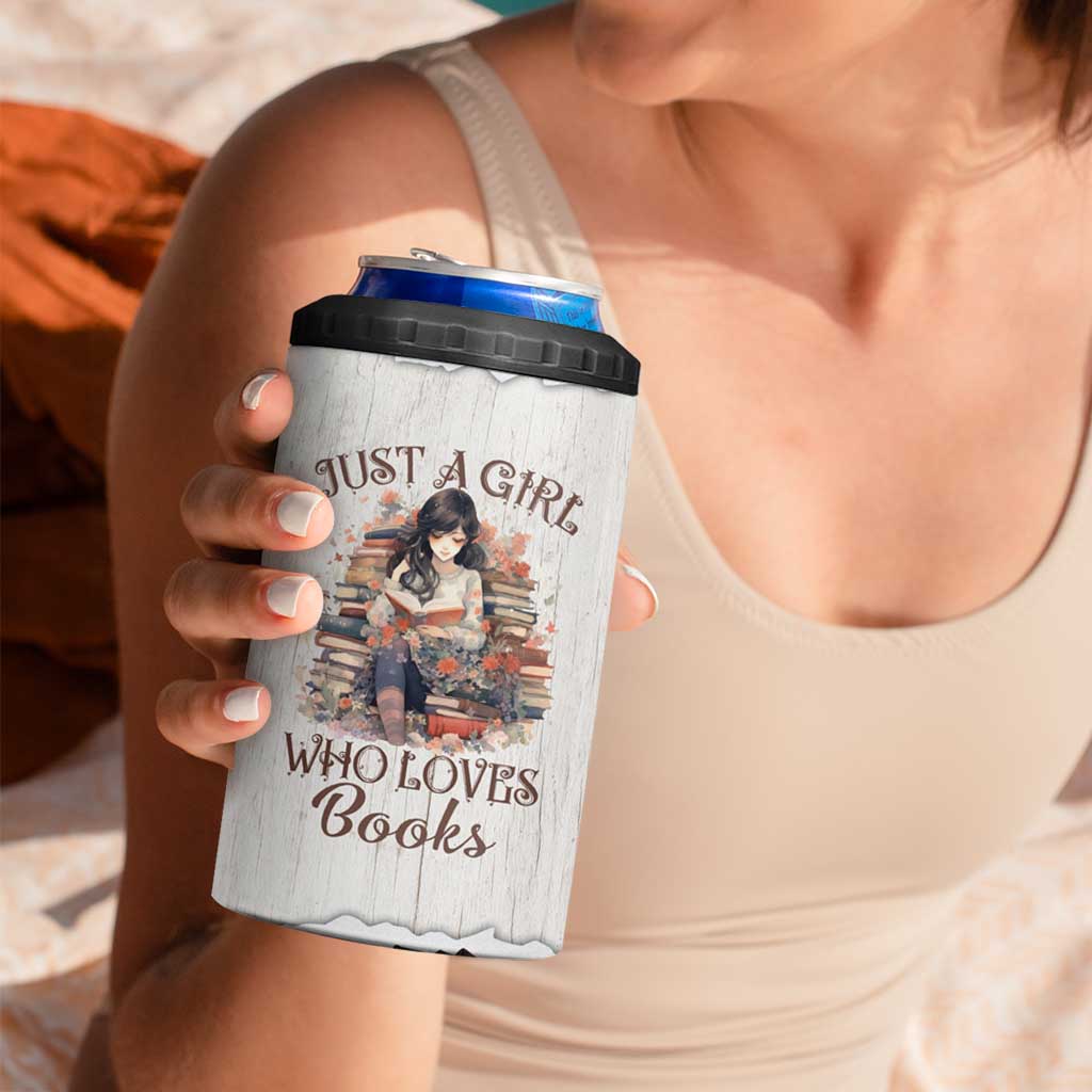 Book Lover 4 in 1 Can Cooler Tumbler Just A Girl Who Loves Books - Wonder Print Shop
