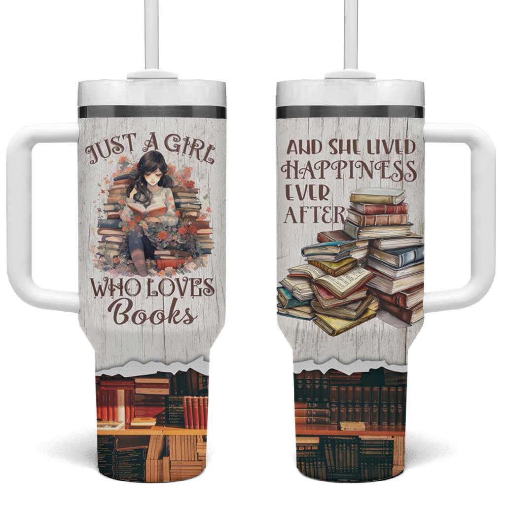 Book Lover Tumbler With Handle Just A Girl Who Loves Books - Wonder Print Shop