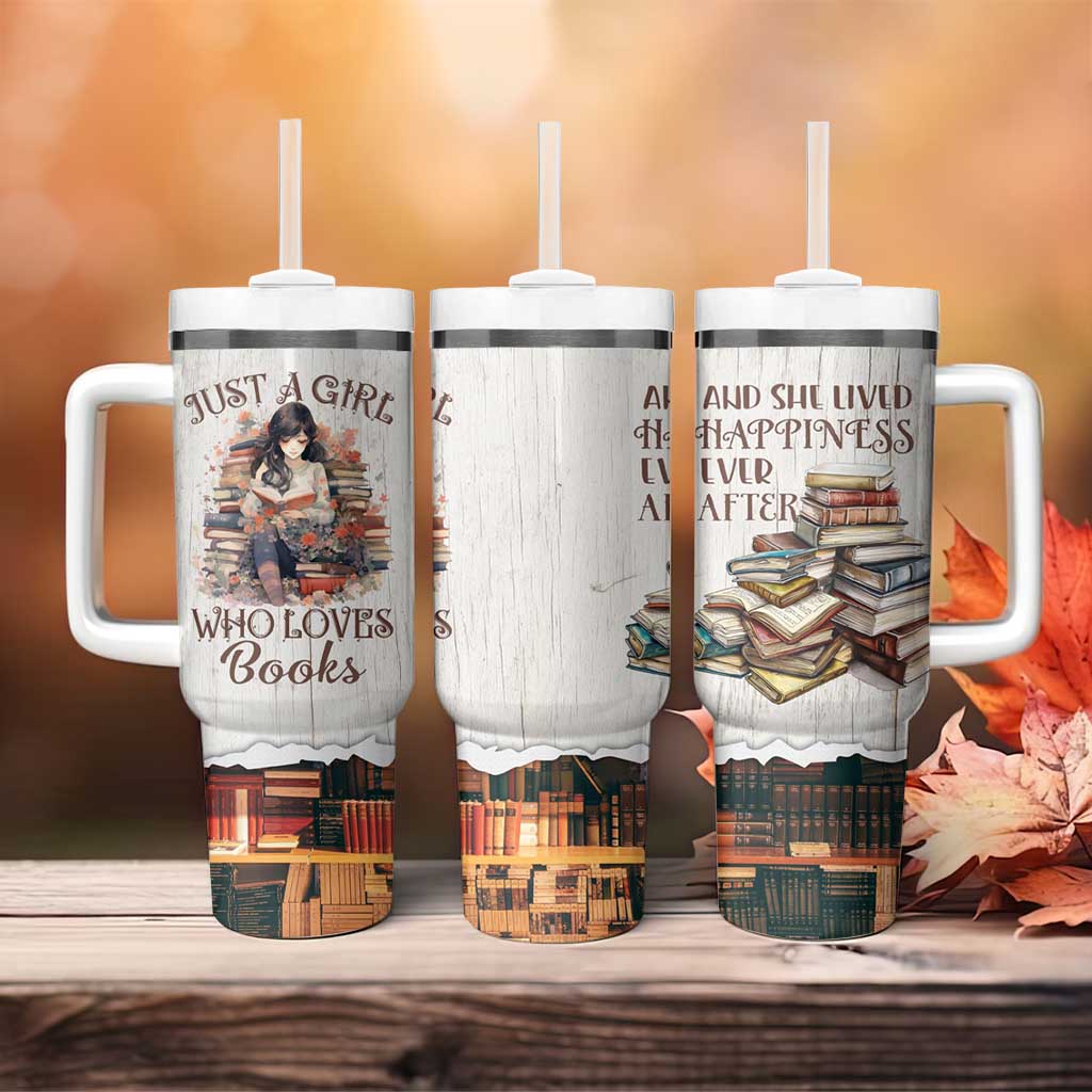 Book Lover Tumbler With Handle Just A Girl Who Loves Books - Wonder Print Shop