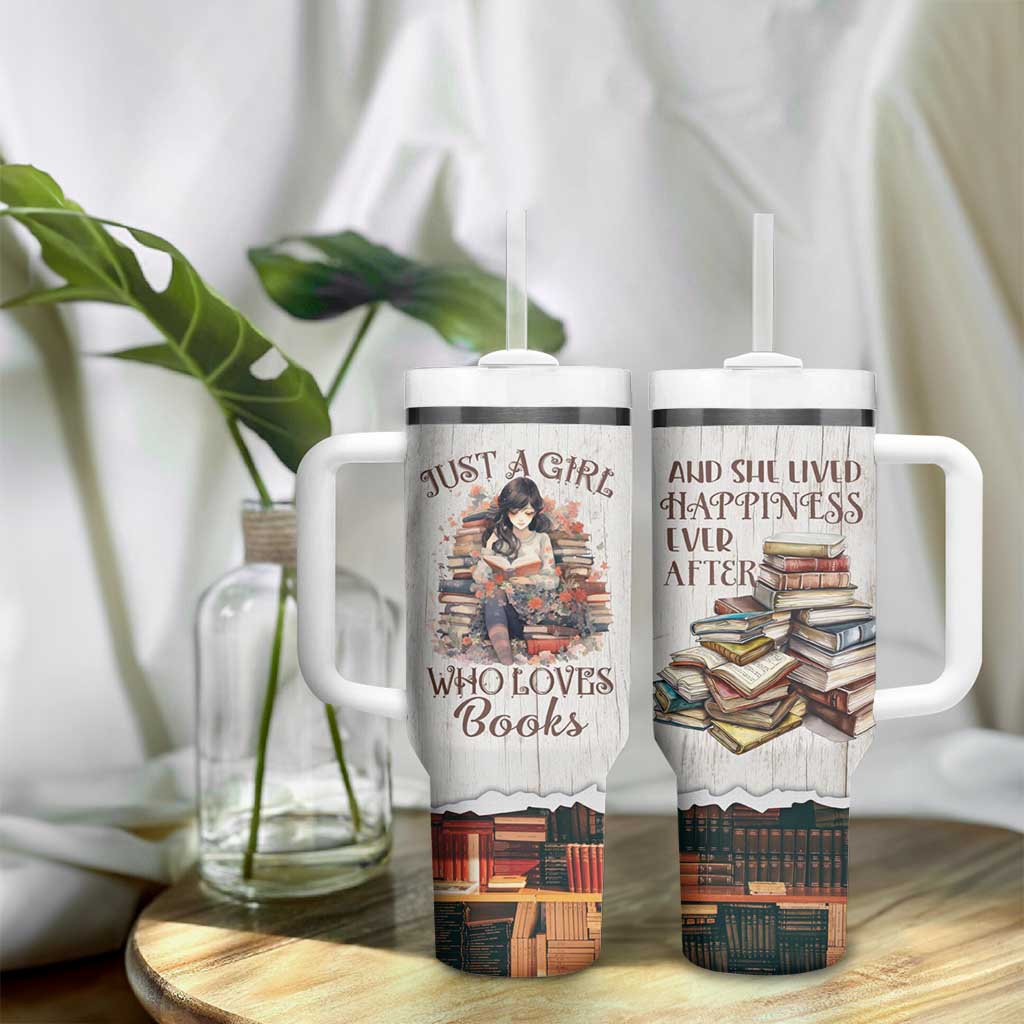 Book Lover Tumbler With Handle Just A Girl Who Loves Books - Wonder Print Shop