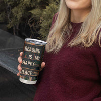 Book Lover Tumbler Cup Reading Is My Happy Place Vintage Bookshelf - Wonder Print Shop