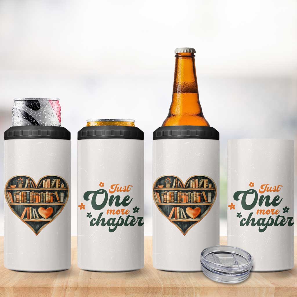 Book Lover 4 in 1 Can Cooler Tumbler Just One More Chapter Vintage - Wonder Print Shop
