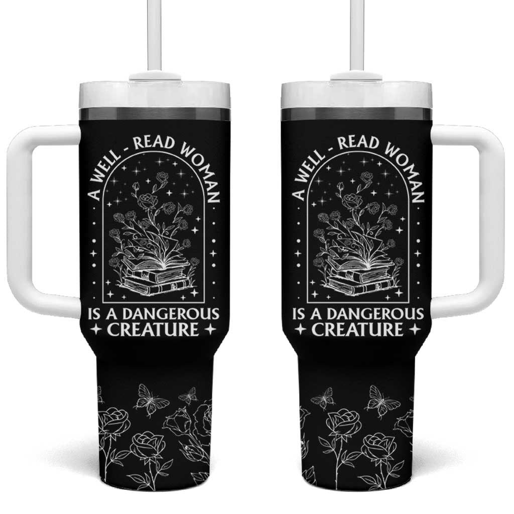 Book Lover Tumbler With Handle A Well Read Woman Is A Dangerous Creature - Wonder Print Shop