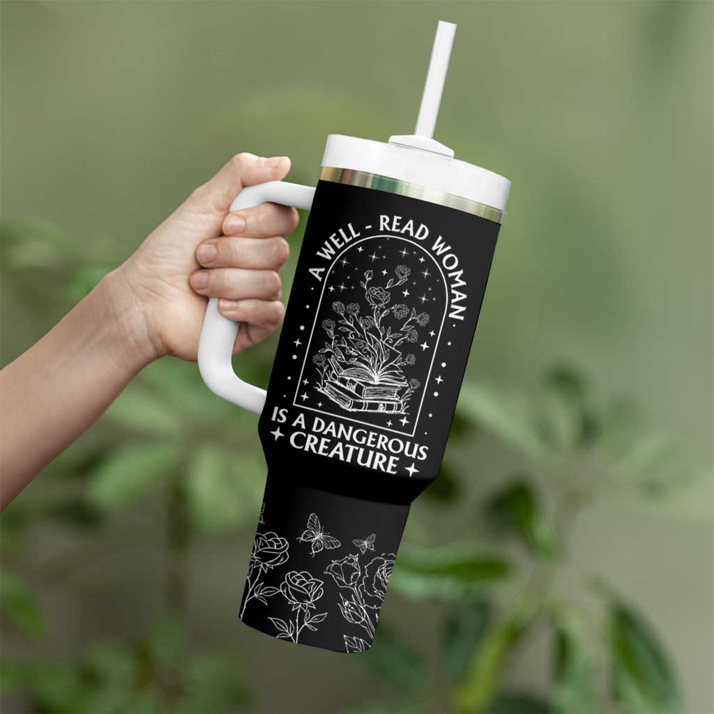 Book Lover Tumbler With Handle A Well Read Woman Is A Dangerous Creature - Wonder Print Shop