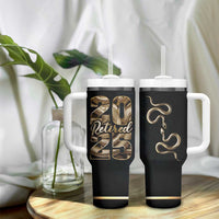 Year Of The Snake 2025 Tumbler With Handle Aesthetic Gold Snake Lucky - Wonder Print Shop