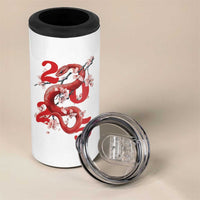 Year Of The Snake 2025 4 in 1 Can Cooler Tumbler Lu Fu Shou Chinese New Year Snake Cherry Blossom - Wonder Print Shop