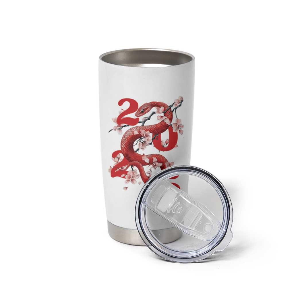 Year Of The Snake 2025 Tumbler Cup Lu Fu Shou Chinese New Year Snake Cherry Blossom - Wonder Print Shop