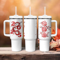 Year Of The Snake 2025 Tumbler With Handle Lu Fu Shou Chinese New Year Snake Cherry Blossom - Wonder Print Shop