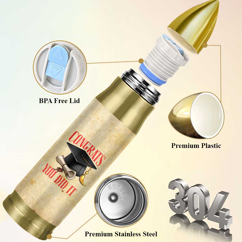 Personalized Graduation Gifts Bullet Tumbler Custom Name Congrats You Did It Class Of 2025
