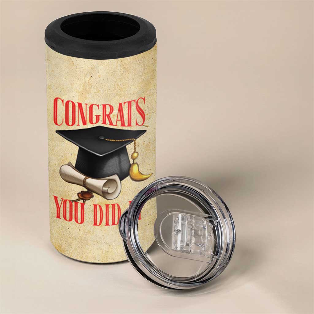 Personalized Graduation Gifts 4 in 1 Can Cooler Tumbler Custom Name Congrats You Did It Class Of 2025