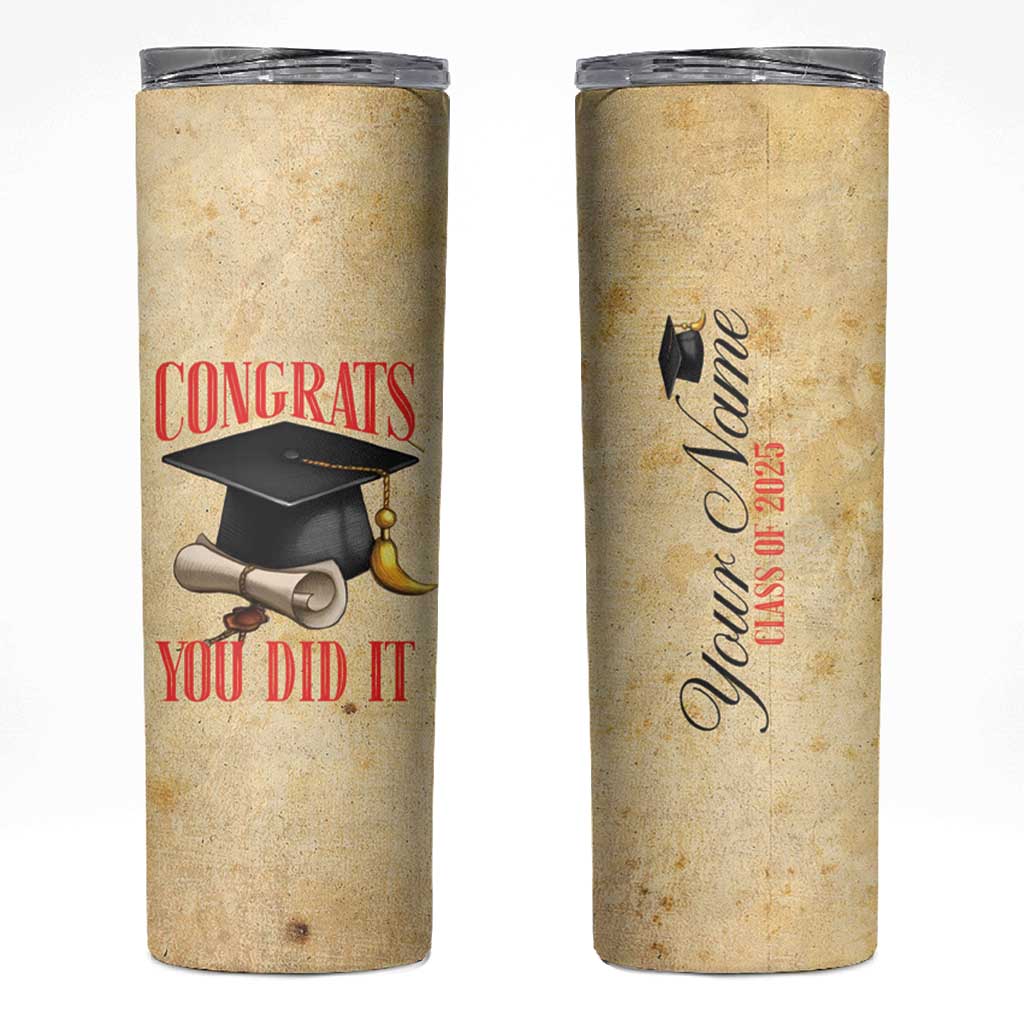 Personalized Graduation Gifts Skinny Tumbler Custom Name Congrats You Did It Class Of 2025