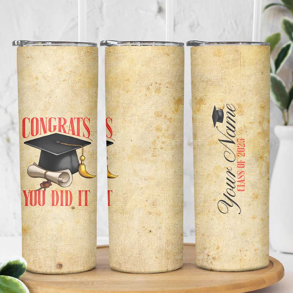 Personalized Graduation Gifts Skinny Tumbler Custom Name Congrats You Did It Class Of 2025