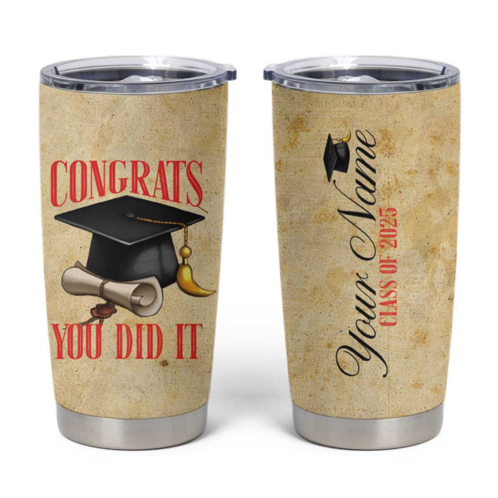 Personalized Graduation Gifts Tumbler Cup Custom Name Congrats You Did It Class Of 2025