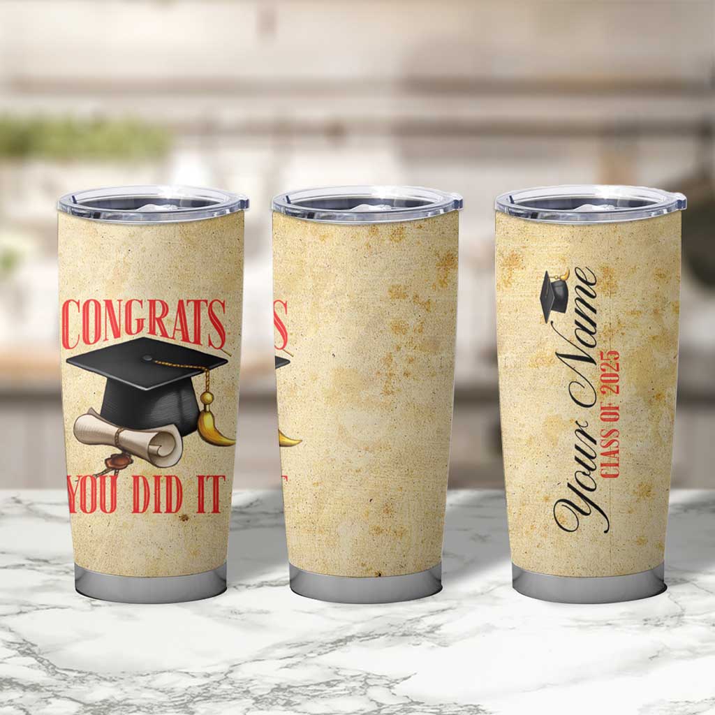 Personalized Graduation Gifts Tumbler Cup Custom Name Congrats You Did It Class Of 2025