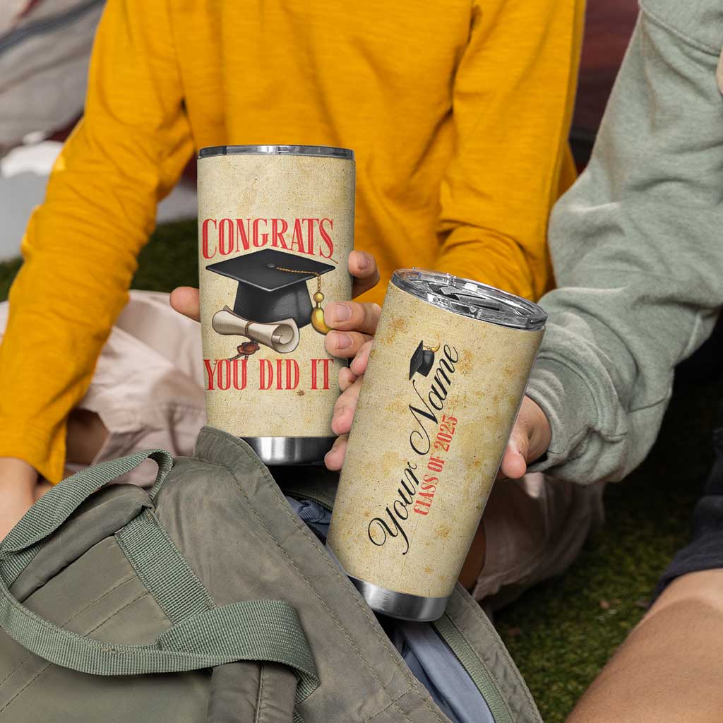 Personalized Graduation Gifts Tumbler Cup Custom Name Congrats You Did It Class Of 2025