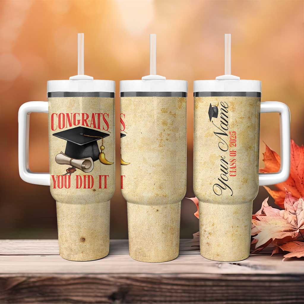 Personalized Graduation Gifts Tumbler With Handle Custom Name Congrats You Did It Class Of 2025