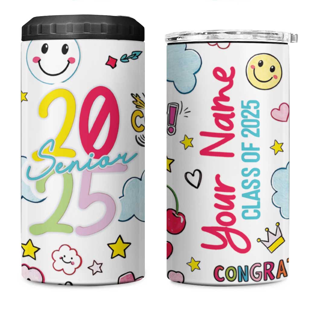 Personalized Graduation Gifts 4 in 1 Can Cooler Tumbler Custom Name Cute Seniors Class Of 2025