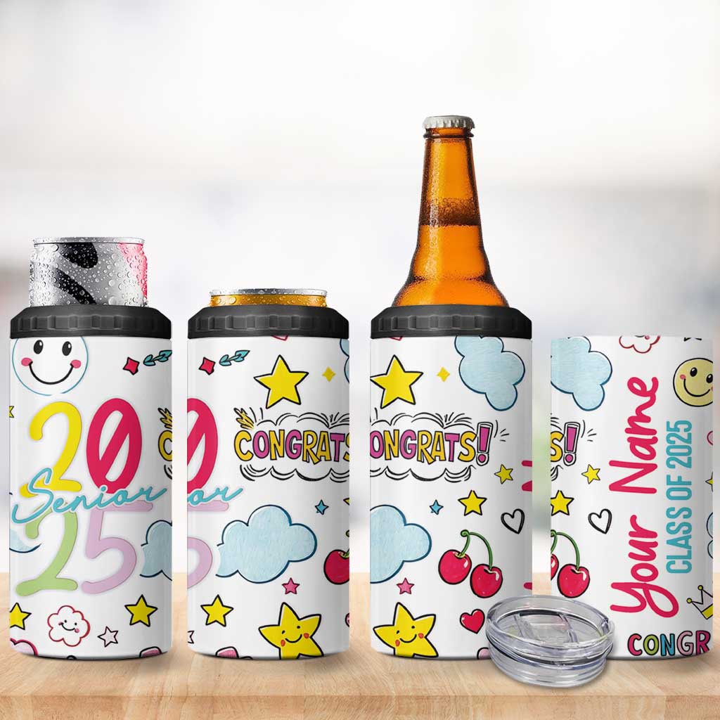 Personalized Graduation Gifts 4 in 1 Can Cooler Tumbler Custom Name Cute Seniors Class Of 2025