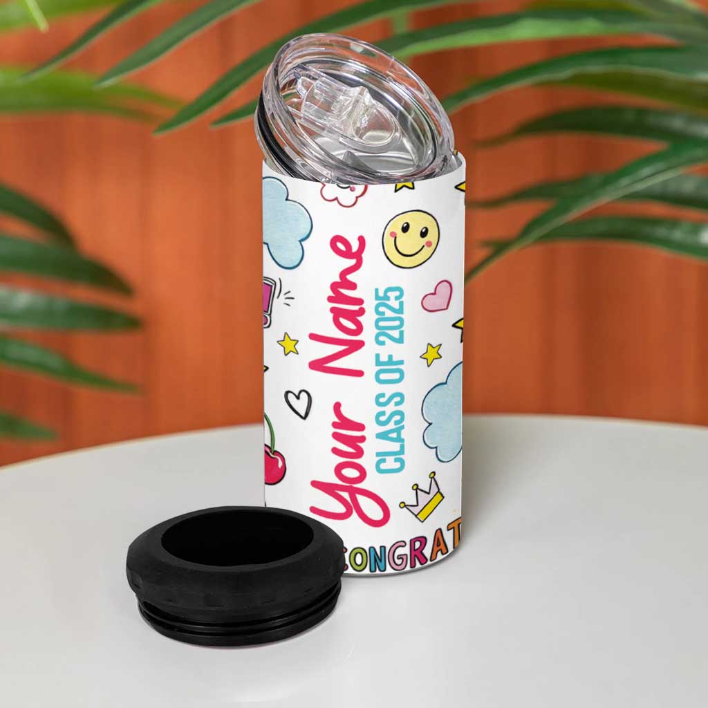 Personalized Graduation Gifts 4 in 1 Can Cooler Tumbler Custom Name Cute Seniors Class Of 2025