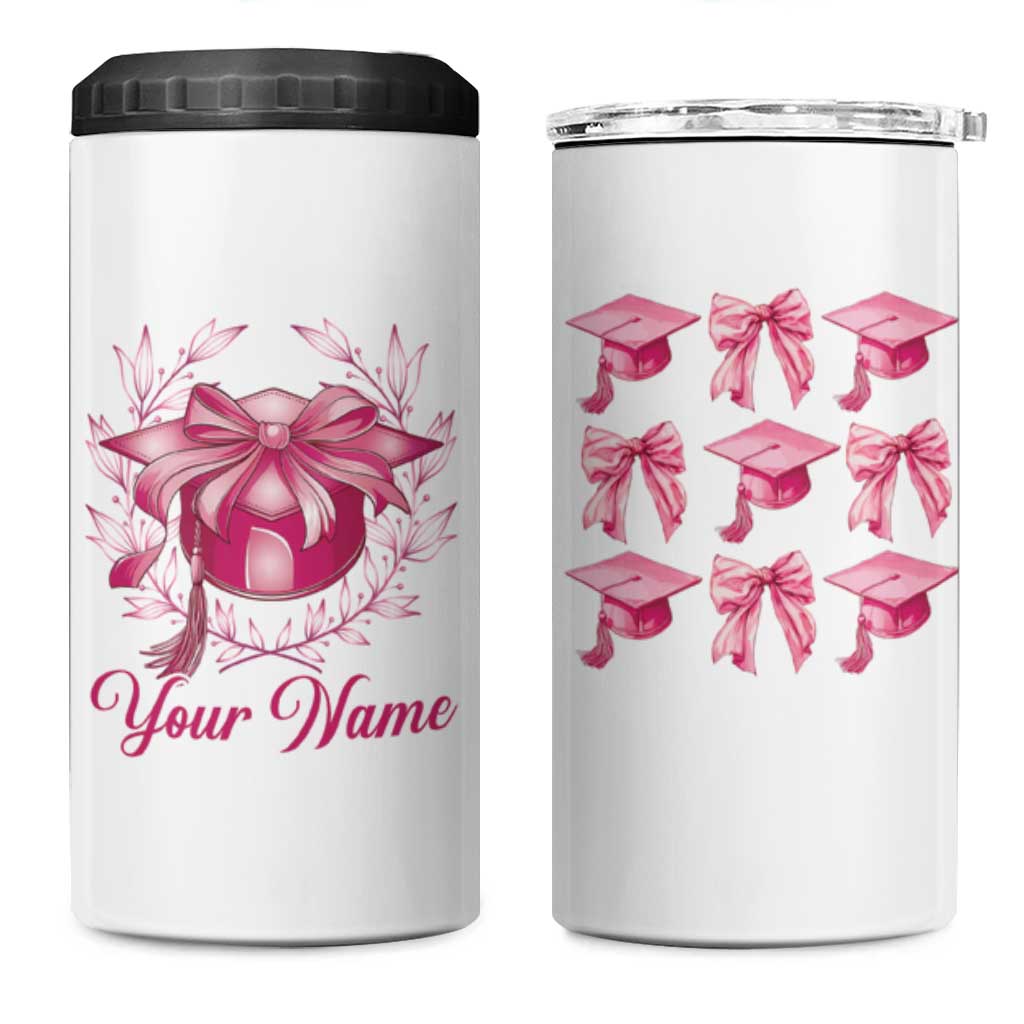 Personalized Graduation Gifts For Women 4 in 1 Can Cooler Tumbler Custom Name Coquette Bow Seniors Class Of 2025