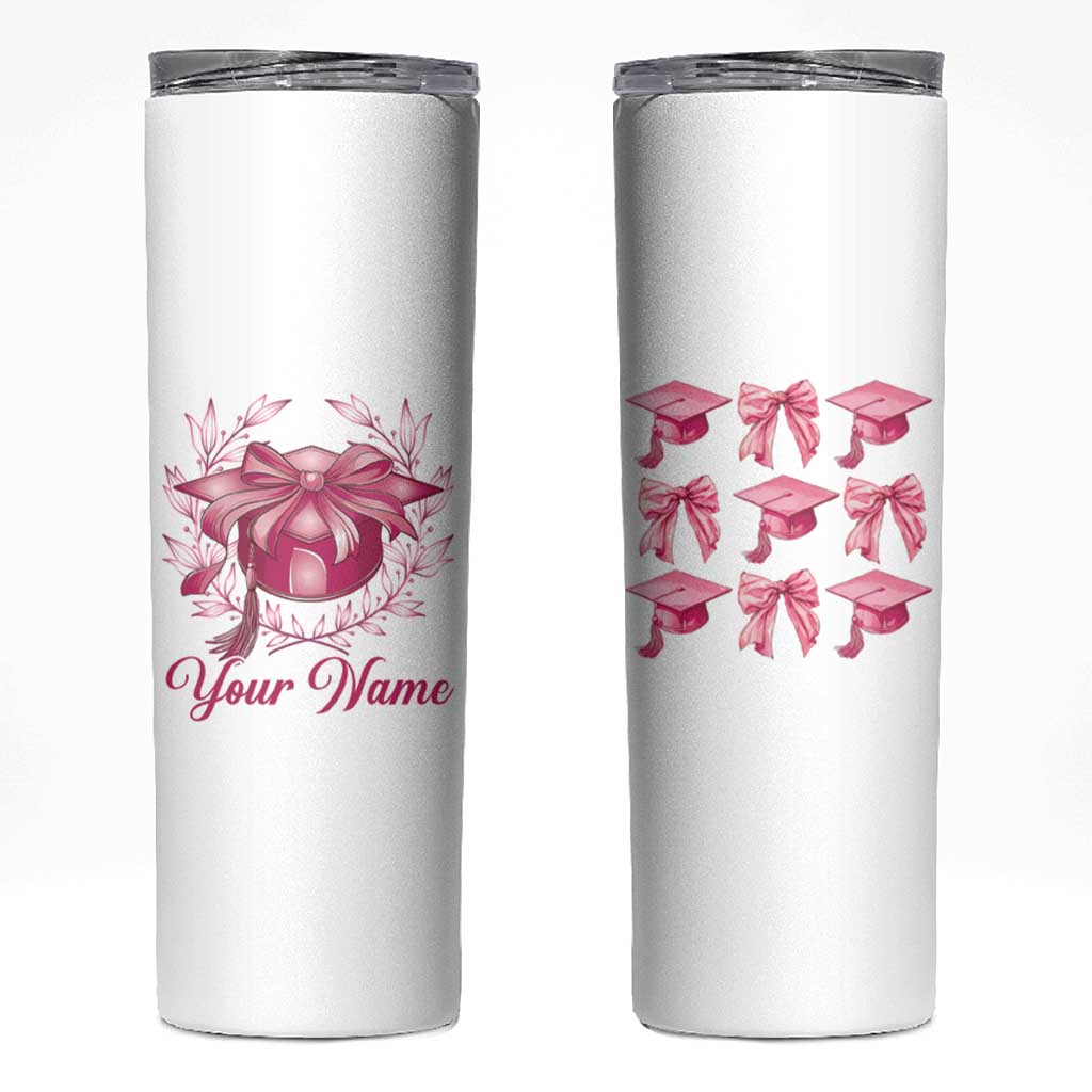 Personalized Graduation Gifts For Women Skinny Tumbler Custom Name Coquette Bow Seniors Class Of 2025