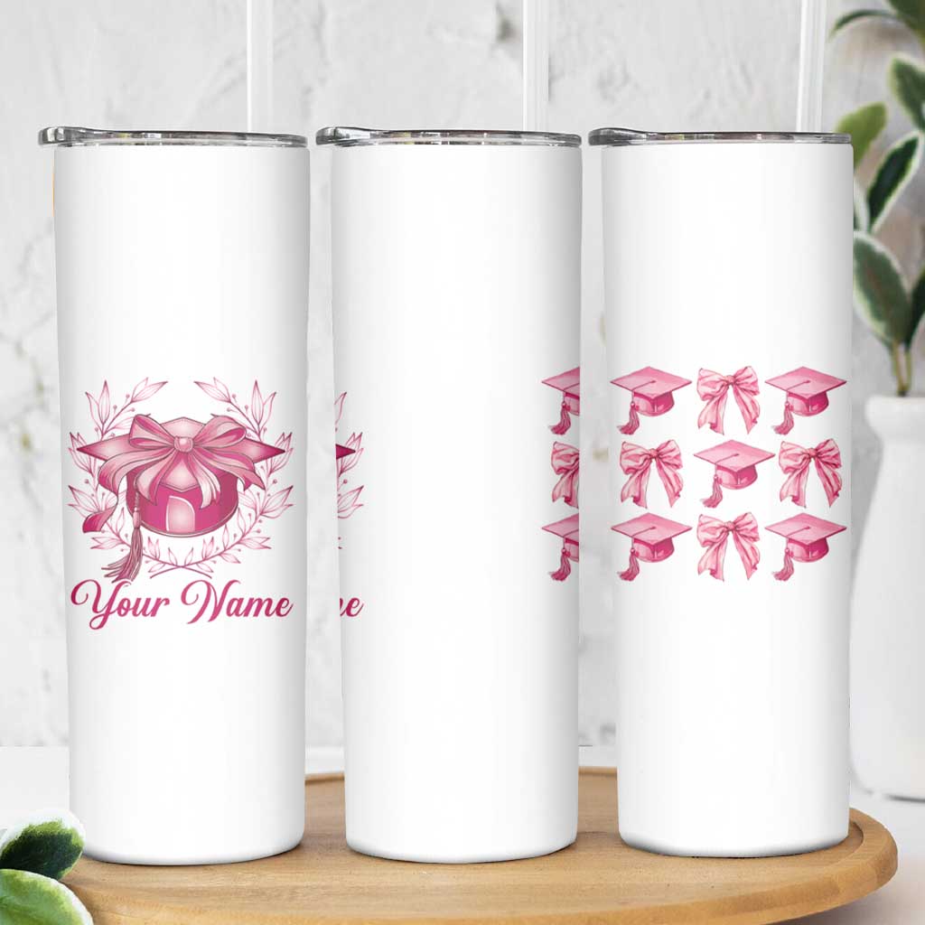 Personalized Graduation Gifts For Women Skinny Tumbler Custom Name Coquette Bow Seniors Class Of 2025