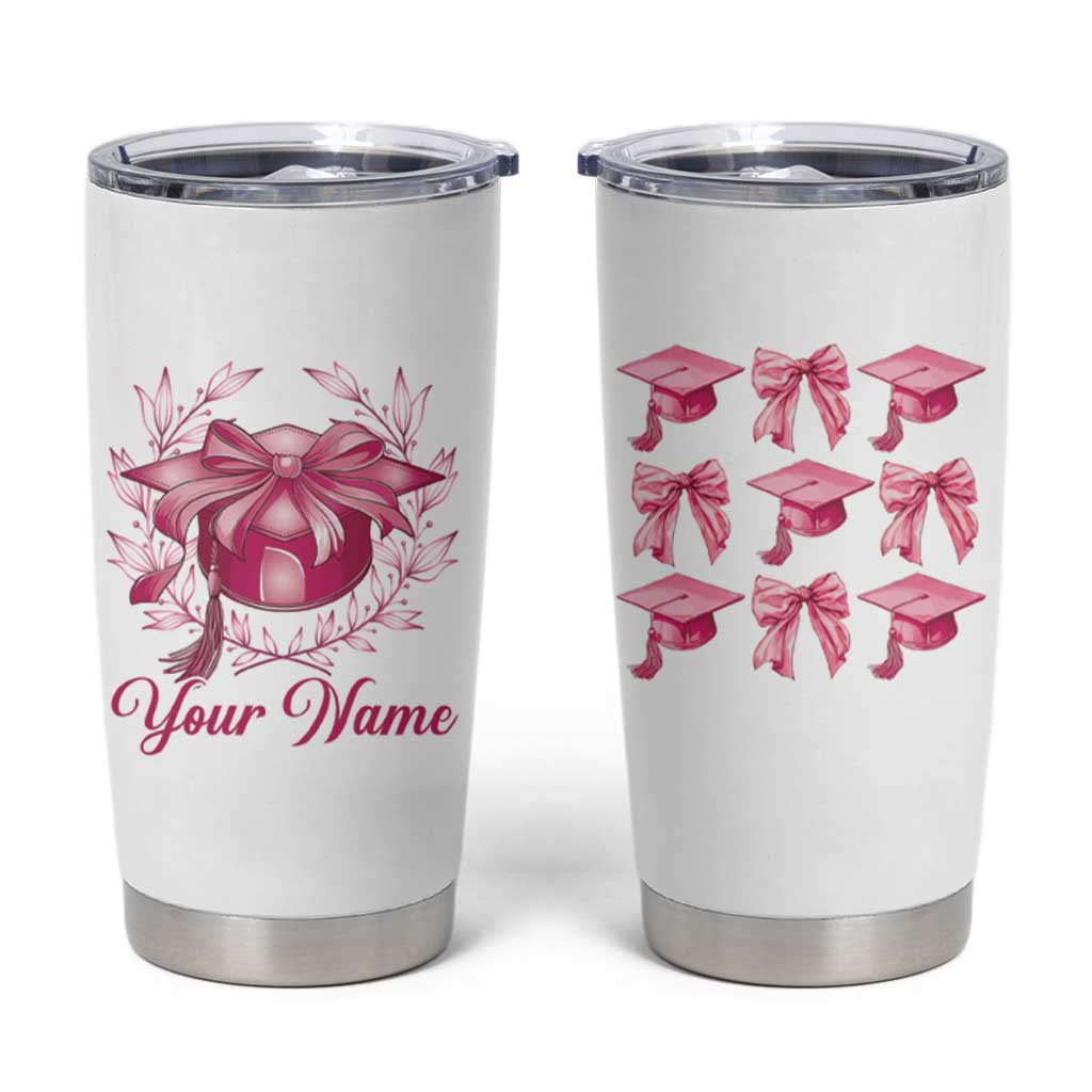 Personalized Graduation Gifts For Women Tumbler Cup Custom Name Coquette Bow Seniors Class Of 2025