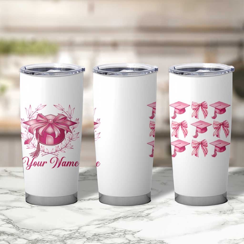 Personalized Graduation Gifts For Women Tumbler Cup Custom Name Coquette Bow Seniors Class Of 2025