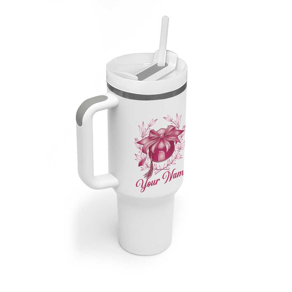 Personalized Graduation Gifts For Women Tumbler With Handle Custom Name Coquette Bow Seniors Class Of 2025