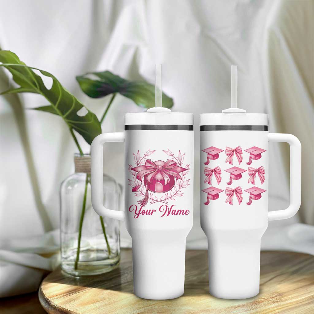 Personalized Graduation Gifts For Women Tumbler With Handle Custom Name Coquette Bow Seniors Class Of 2025