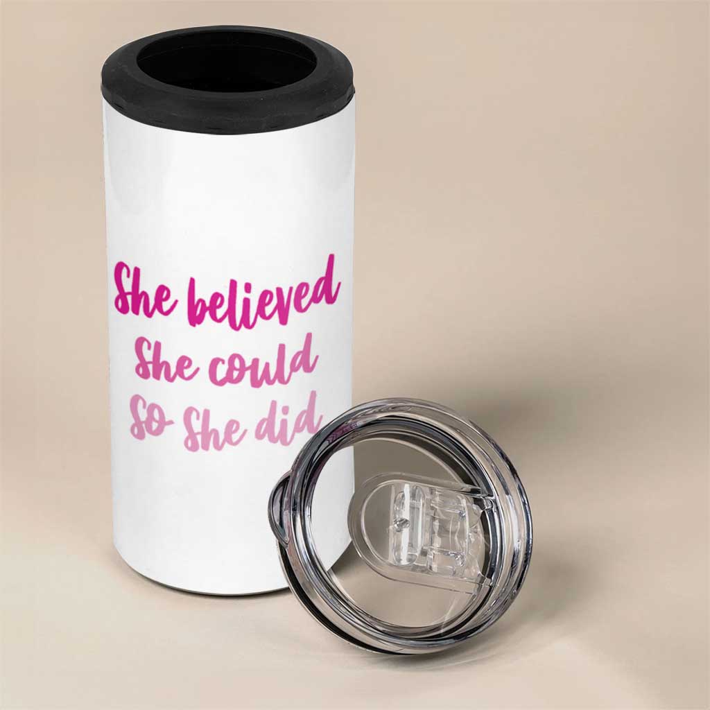 Graduation Gifts For Women 4 in 1 Can Cooler Tumbler She Believed She Could So She Did Seniors Class Of 2025 Coquette Bow