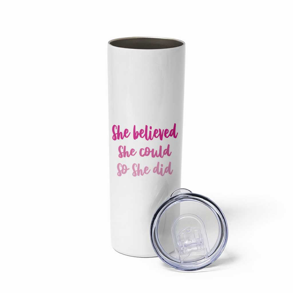 Graduation Gifts For Women Skinny Tumbler She Believed She Could So She Did Seniors Class Of 2025 Coquette Bow