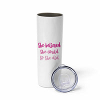 Graduation Gifts For Women Skinny Tumbler She Believed She Could So She Did Seniors Class Of 2025 Coquette Bow