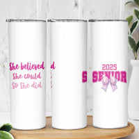 Graduation Gifts For Women Skinny Tumbler She Believed She Could So She Did Seniors Class Of 2025 Coquette Bow
