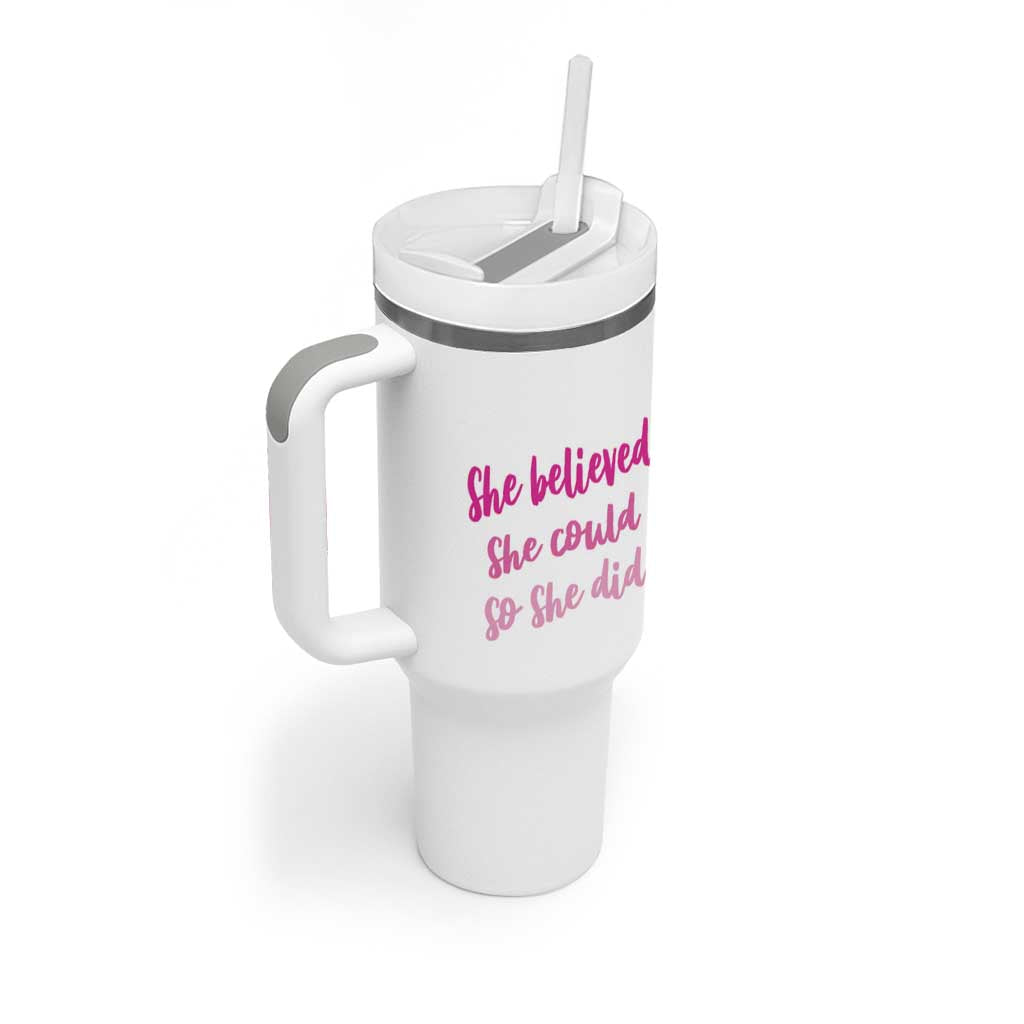 Graduation Gifts For Women Tumbler With Handle She Believed She Could So She Did Seniors Class Of 2025 Coquette Bow