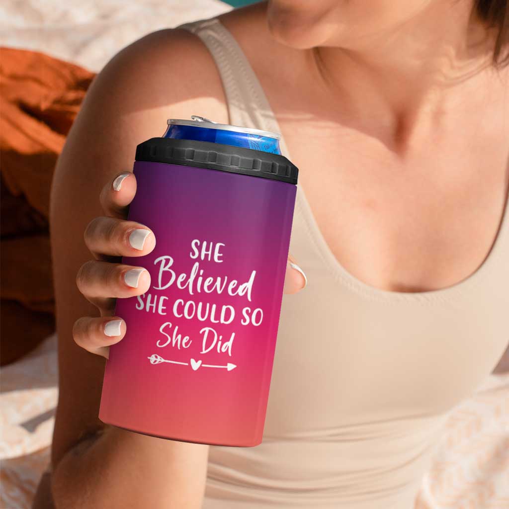Personalized Graduation Gifts For Her 4 in 1 Can Cooler Tumbler Custom Name She Believed She Could So She Did Seniors Class Of 2025