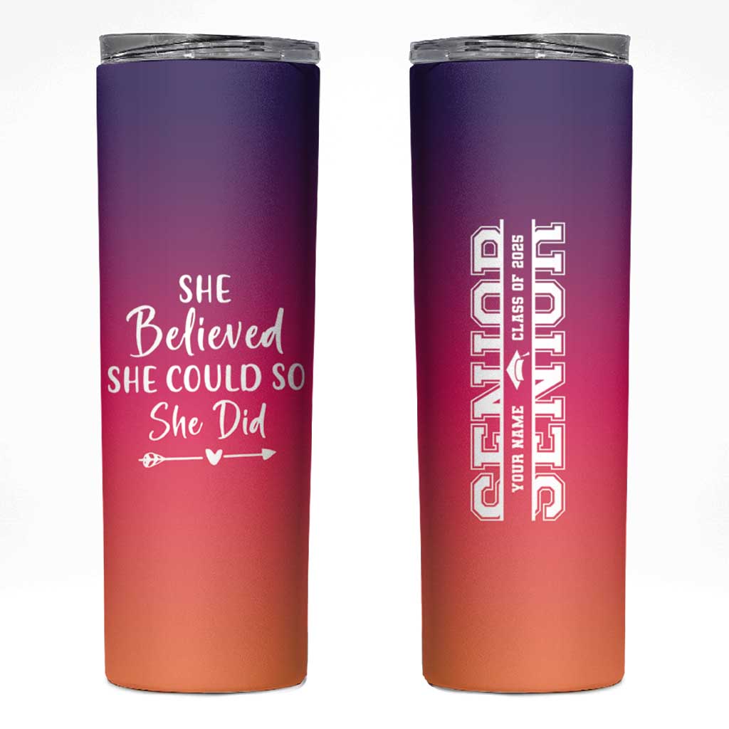 Personalized Graduation Gifts For Her Skinny Tumbler Custom Name She Believed She Could So She Did Seniors Class Of 2025