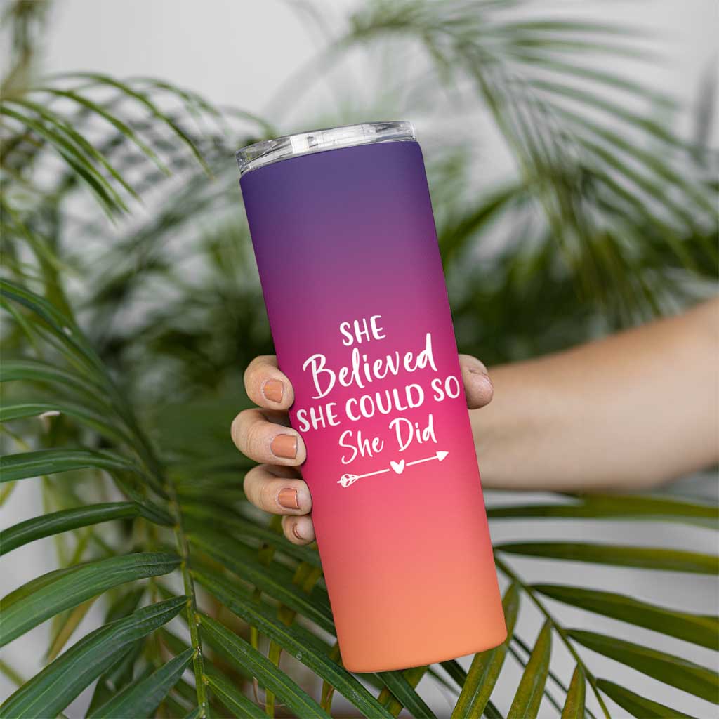Personalized Graduation Gifts For Her Skinny Tumbler Custom Name She Believed She Could So She Did Seniors Class Of 2025