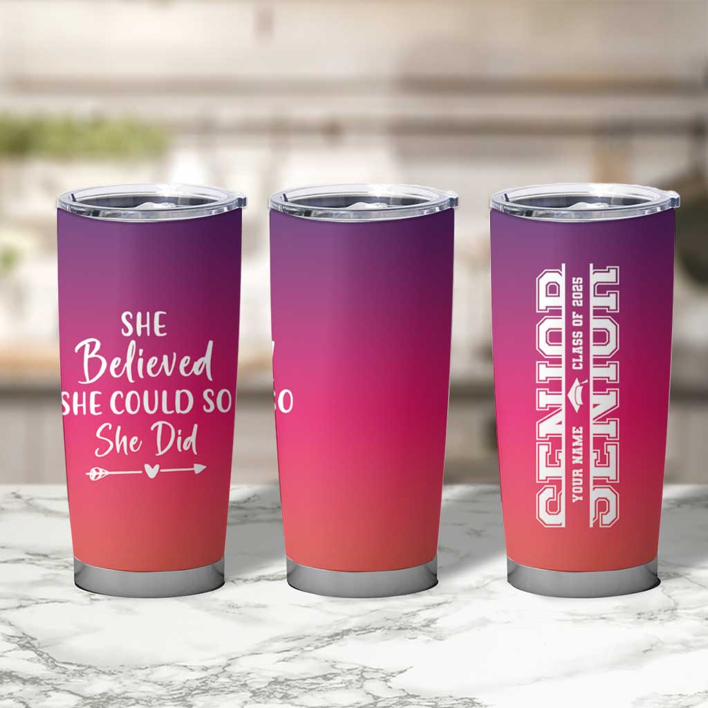 Personalized Graduation Gifts For Her Tumbler Cup Custom Name She Believed She Could So She Did Seniors Class Of 2025