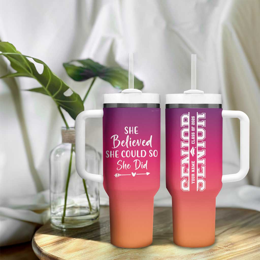 Personalized Graduation Gifts For Her Tumbler With Handle Custom Name She Believed She Could So She Did Seniors Class Of 2025