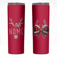 Personalized Christmas Skinny Tumbler Custom Name Cute Reindeer Girly Bow - Wonder Print Shop