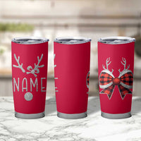 Personalized Christmas Tumbler Cup Custom Name Cute Reindeer Girly Bow - Wonder Print Shop