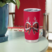 Personalized Christmas Tumbler Cup Custom Name Cute Reindeer Girly Bow - Wonder Print Shop